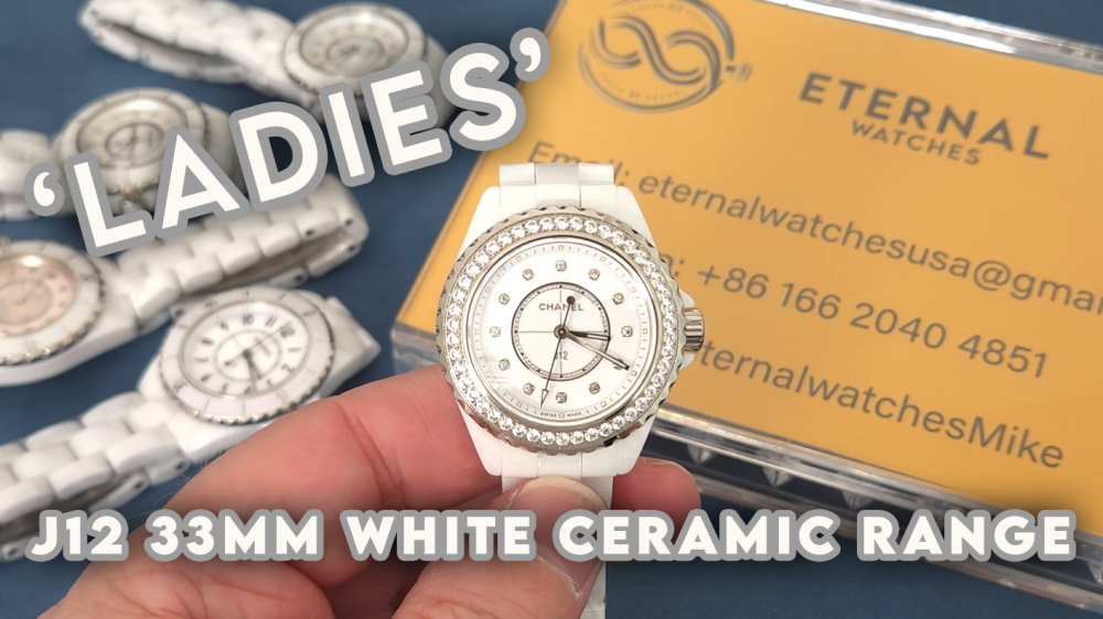 CHANEL - J12 Ladies 33mm Ceramic/Cer Mop/Diamond XF Swiss Quartz
