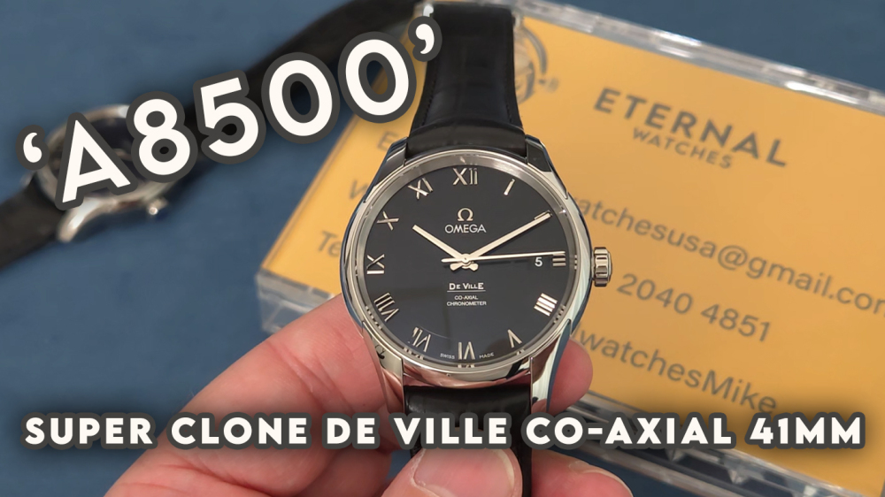 OMEGA - SUPER CLONE De Ville Mens Co-Axial SS/LE Black/Roman VSF A8500