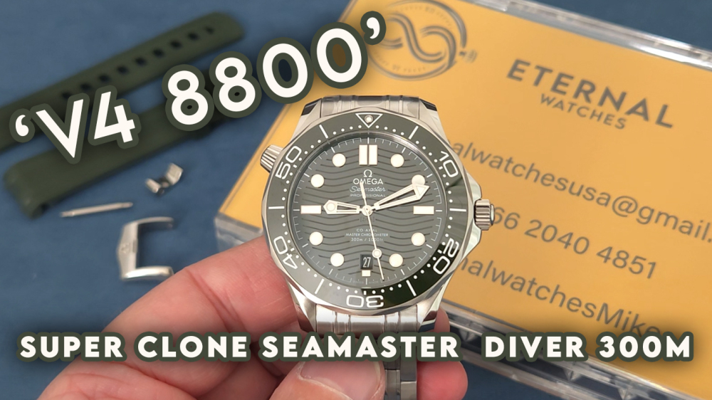 OMEGA - SUPER CLONE Seamaster Diver 300m SS/SS Green V4 VSF VS8800