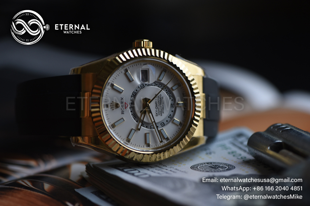 ROLEX - SkyDweller 336238 42mm YG/RU White Dial ZF A2824 (Weight Adjusted)