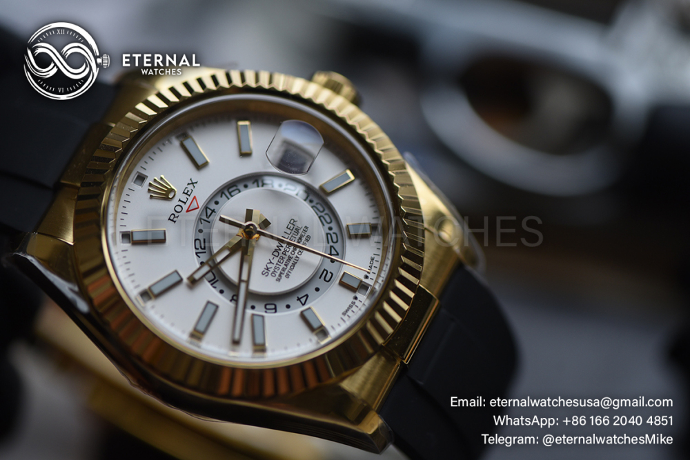 ROLEX - SkyDweller 336238 42mm YG/RU White Dial ZF A2824 (Weight Adjusted)