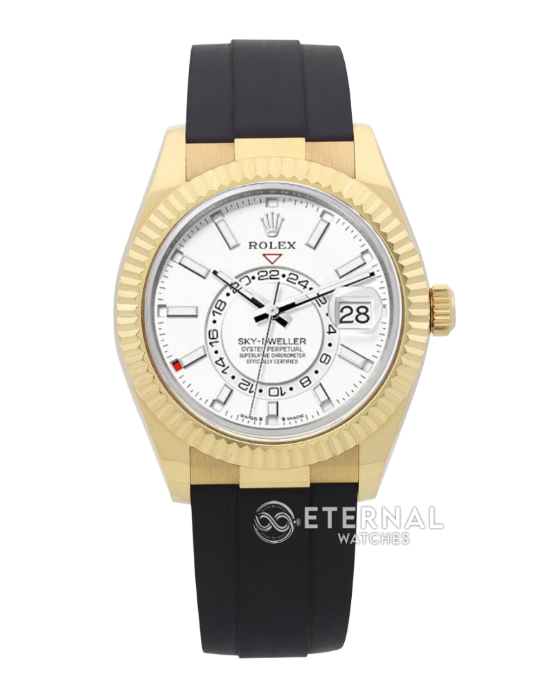 ROLEX - SkyDweller 336238 42mm YG/RU White Dial ZF A2824 (Weight Adjusted)