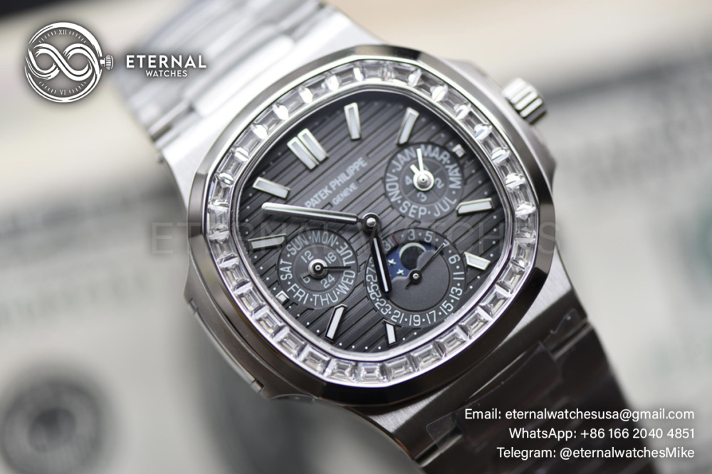 PATEK PHILIPPE - Nautilus 40mm 5740 SS/SS Grey/Stk diamonds GRF A240