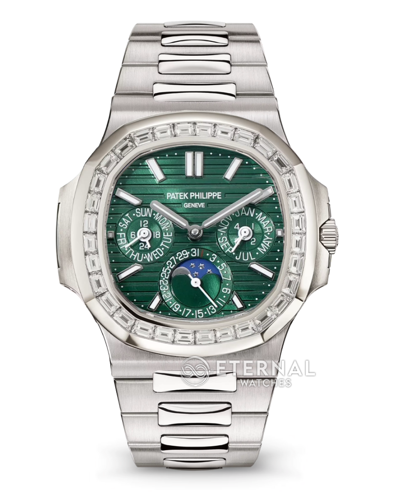 PATEK PHILIPPE - Nautilus 40mm 5740 SS/SS Green/Stk diamonds TWF A240