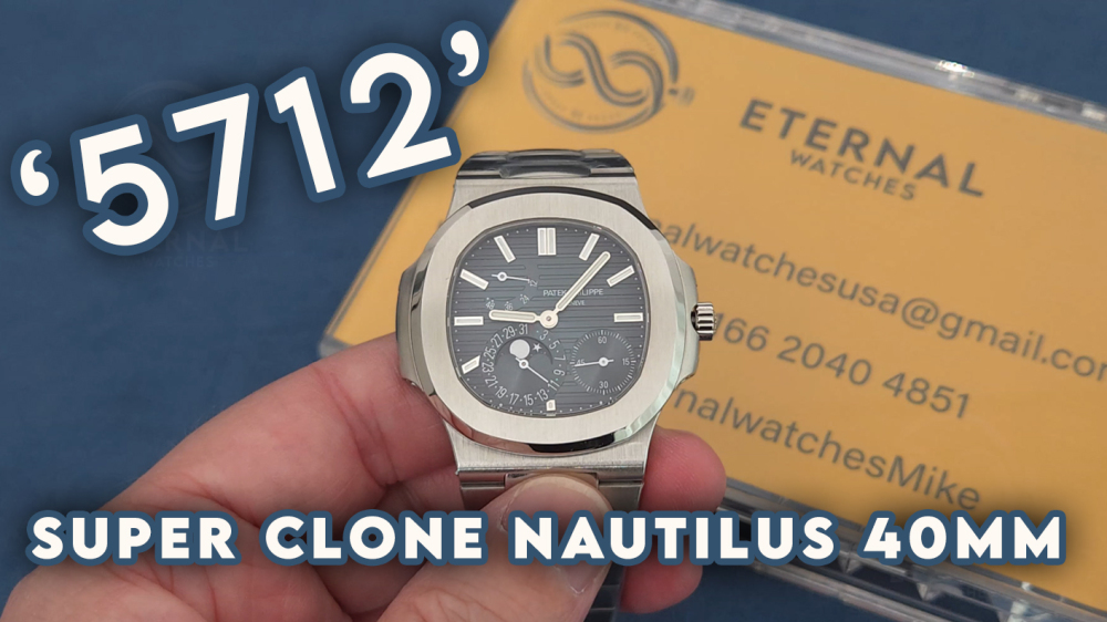 PATEK PHILIPPE - SUPER CLONE Nautilus 40mm 5712 SS/SS Blue/Stk UMI A240