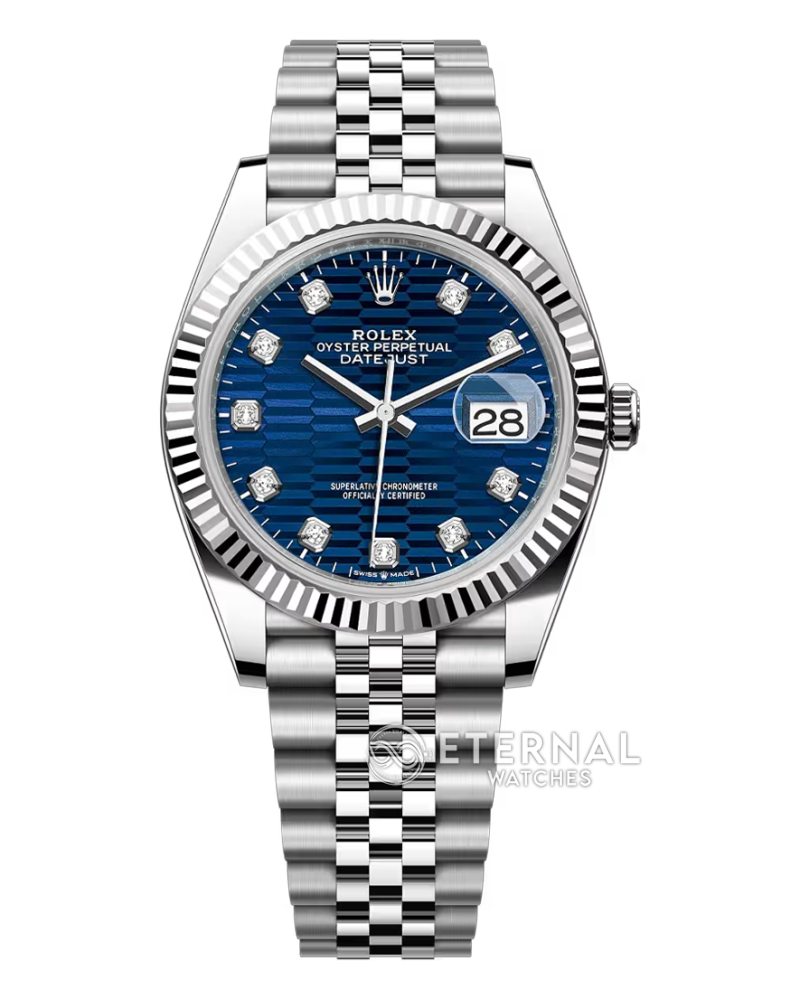ROLEX - SUPER CLONE DateJust 126334 41mm Jubilee SS/SS Blue Textured/Diamond VSF DD3235