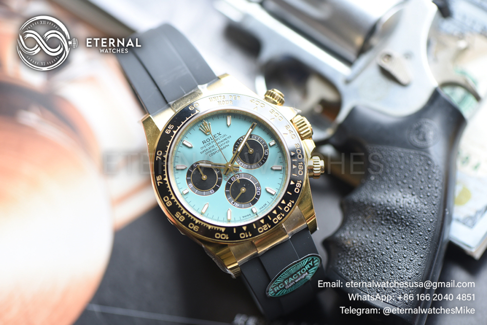 ROLEX - SUPER CLONE Cosmograph Daytona 126518 40mm YG/RU Black/Gold RCF DD4131 (Genuine Weight)