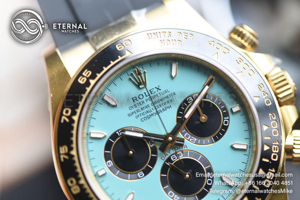 ROLEX - SUPER CLONE Cosmograph Daytona 126518 40mm YG/RU Black/Gold RCF DD4131 (Genuine Weight)