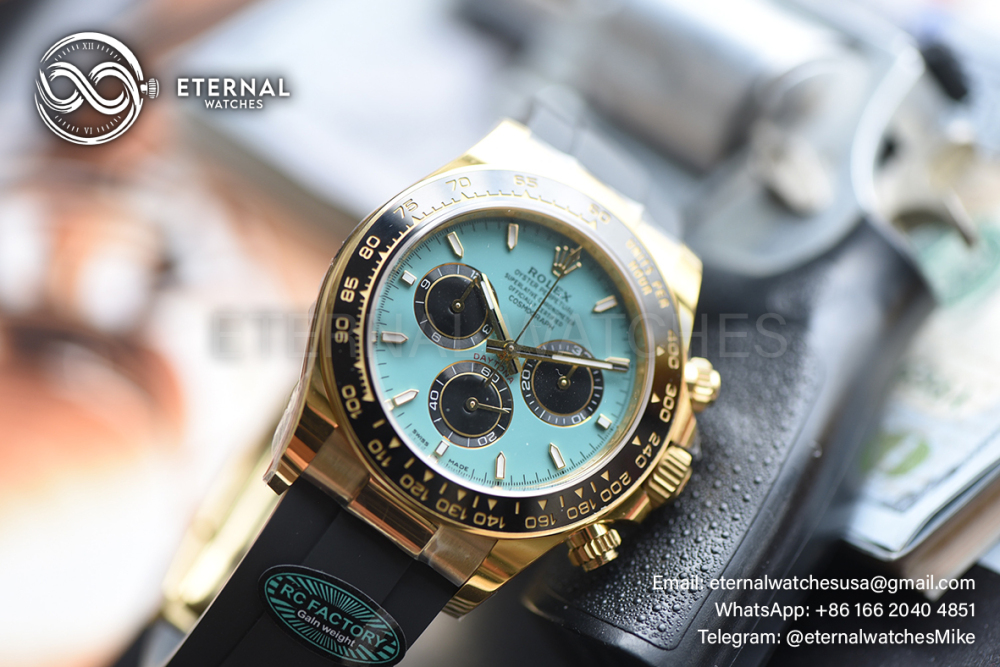 ROLEX - SUPER CLONE Cosmograph Daytona 126518 40mm YG/RU Black/Gold RCF DD4131 (Genuine Weight)
