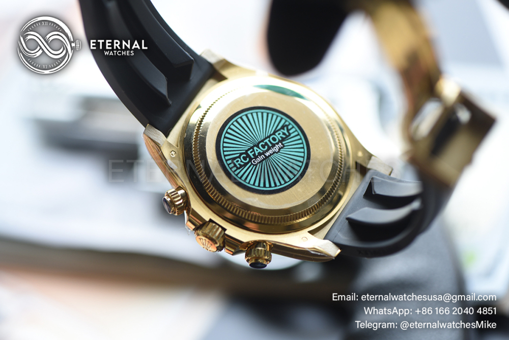 ROLEX - SUPER CLONE Cosmograph Daytona 126518 40mm YG/RU Black/Gold RCF DD4131 (Genuine Weight)