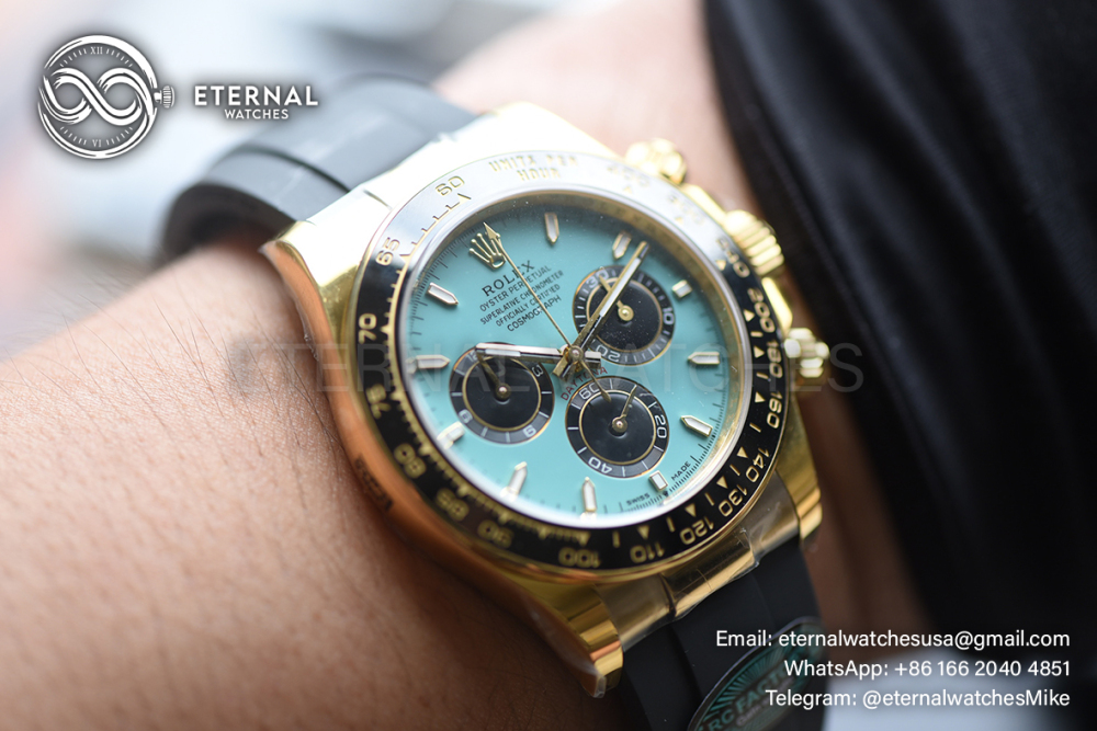 ROLEX - SUPER CLONE Cosmograph Daytona 126518 40mm YG/RU Black/Gold RCF DD4131 (Genuine Weight)