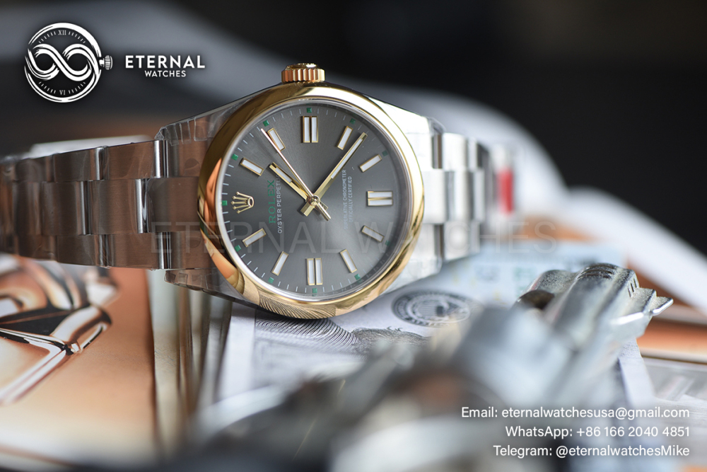 ROLEX - SUPER CLONE Oyster Perpetual 100 Years 134303 41mm YG/SS Grey Sunburst VSF VS3230