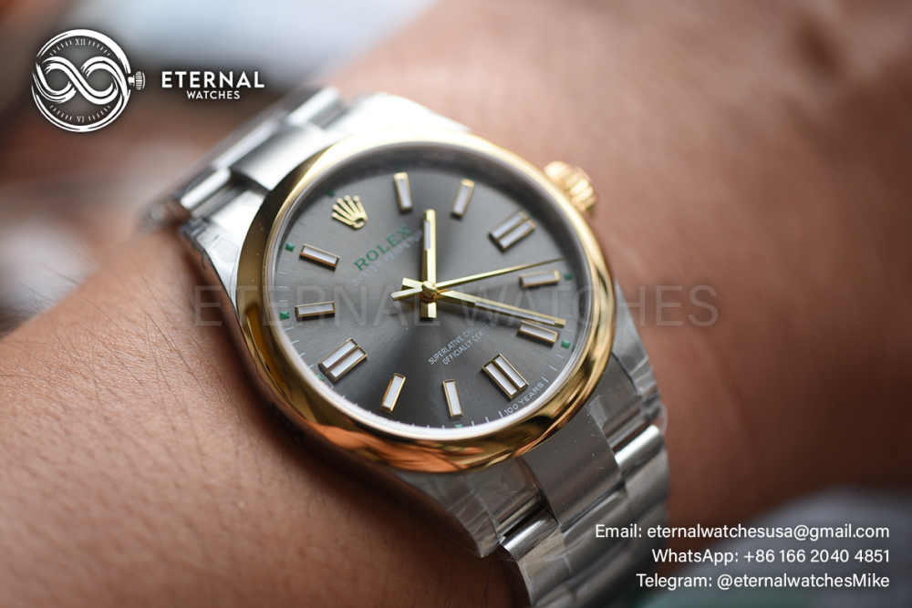 ROLEX - SUPER CLONE Oyster Perpetual 100 Years 134303 41mm YG/SS Grey Sunburst VSF VS3230
