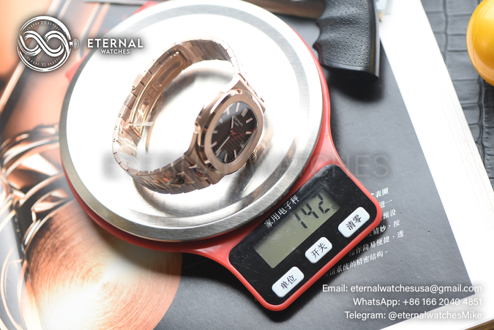 ROLEX - SUPER CLONE Nautilus 5711 40mm RG/RG Brown Dial DDF DD330 (Weight Adjusted - SW Dial)