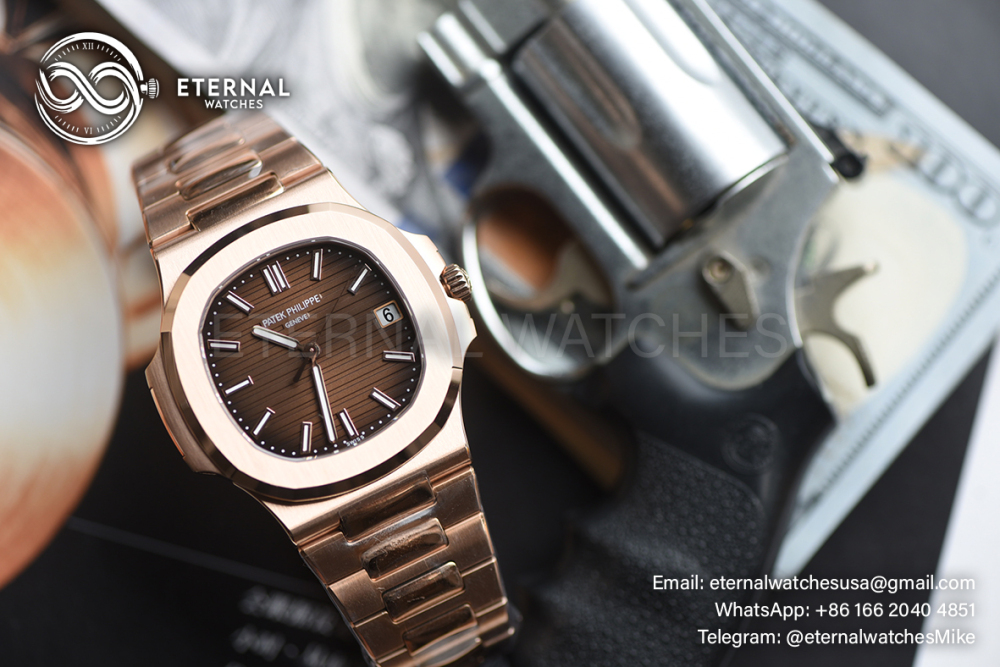 ROLEX - SUPER CLONE Nautilus 5711 40mm RG/RG Brown Dial DDF DD330 (Weight Adjusted - SW Dial)