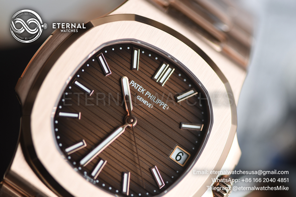 ROLEX - SUPER CLONE Nautilus 5711 40mm RG/RG Brown Dial DDF DD330 (Weight Adjusted - SW Dial)