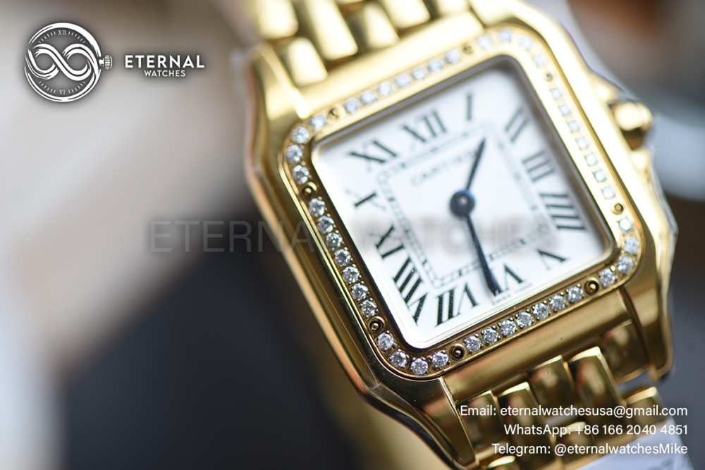 CARTIER - SUPER MOD Panthere Secrete De Ladies 27mm Dia YG/YG White Dial (Real Diamonds)