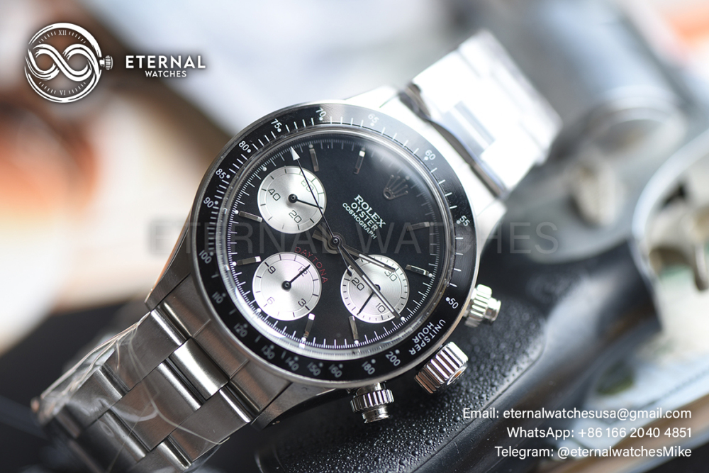 ROLEX - SUPER CLONE Daytona Retro 38mm SS/SS Black Dial Custom Manual