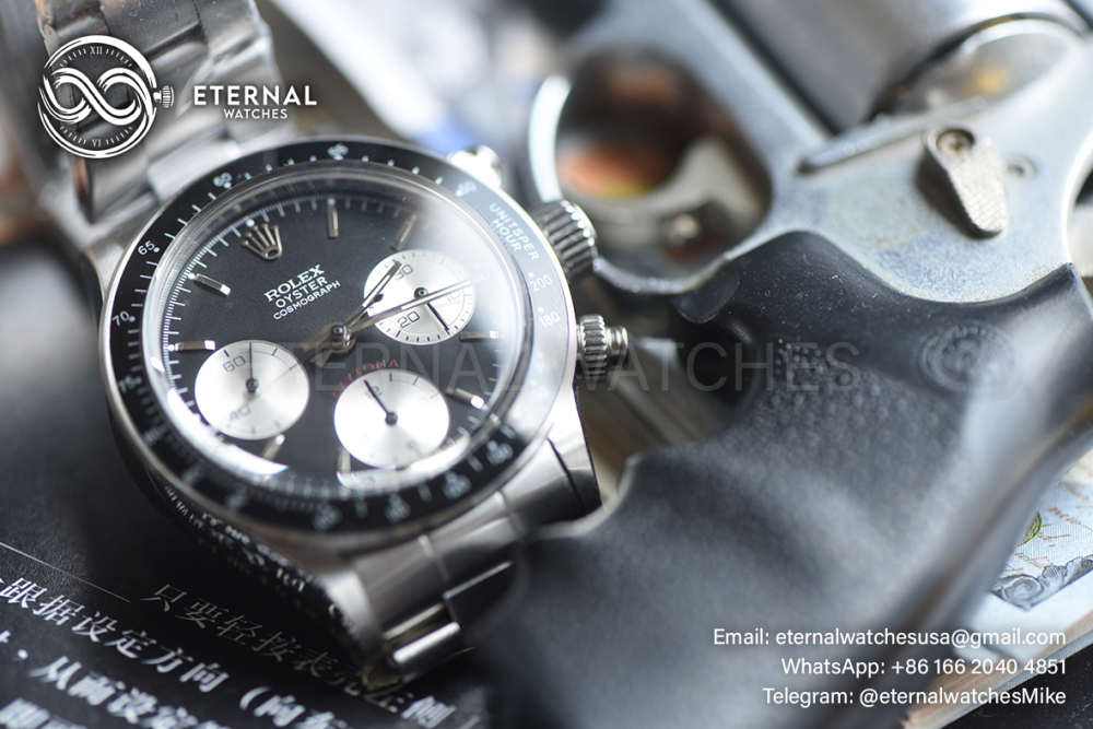 ROLEX - SUPER CLONE Daytona Retro 38mm SS/SS Black Dial Custom Manual