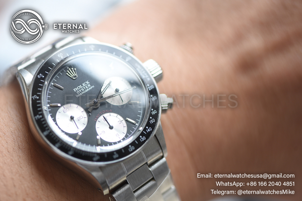 ROLEX - SUPER CLONE Daytona Retro 38mm SS/SS Black Dial Custom Manual