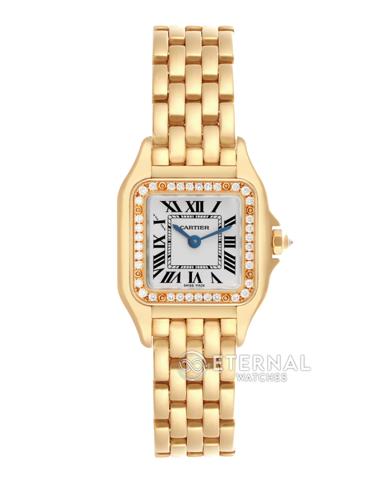 CARTIER - SUPER MOD Panthere Secrete De Ladies 27mm Dia YG/YG White Dial (Real Diamonds)