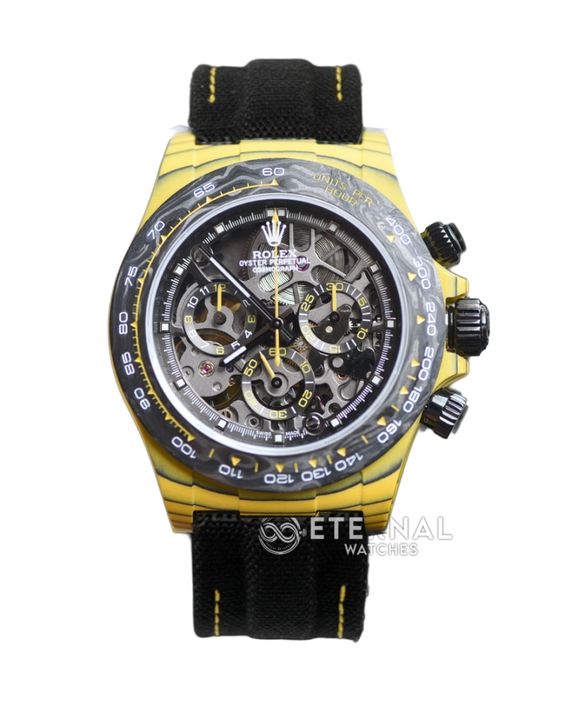 ROLEX - SUPER CLONE Daytona Diw 40mm Yellow Carbon/NY Skeleton Dial GETF DD4801