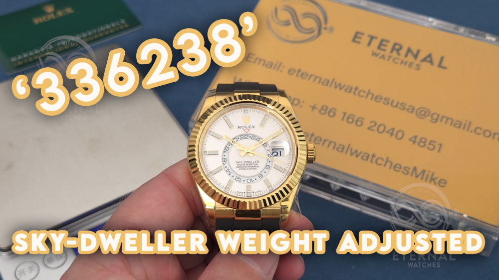 ROLEX - SkyDweller 336238 42mm YG/RU White Dial ZF A2824 (Weight Adjusted)