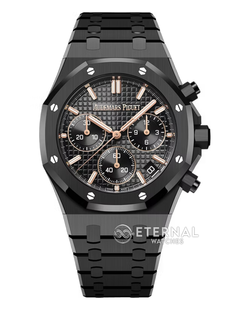 AUDEMARS PIGUET - SUPER CLONE Royal Oak Chronograph 26240CE 41mm Cer/Cer Black Dial ZF 4401 (Free Sprung)