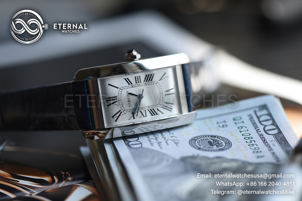 CARTIER - Tank Americaine Ladies WSTA0016 SS/LE White/Rmn Blue Swiss Quartz