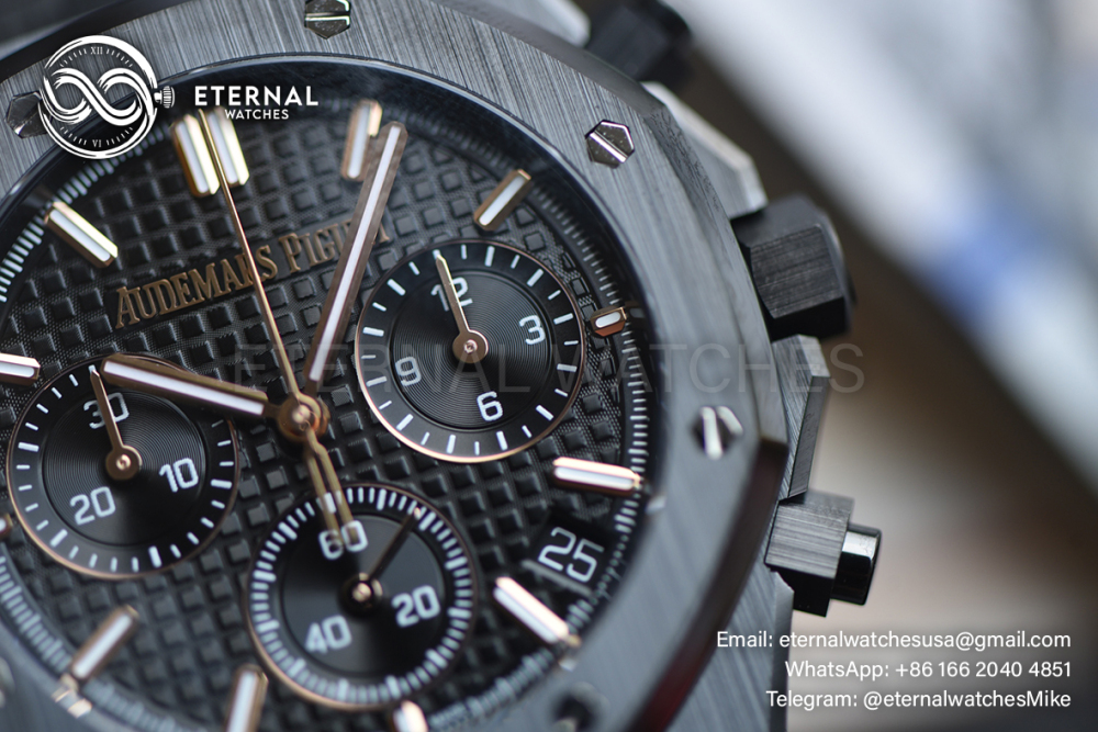 AUDEMARS PIGUET - SUPER CLONE Royal Oak Chronograph 26240CE 41mm Cer/Cer Black Dial ZF 4401 (Free Sprung)