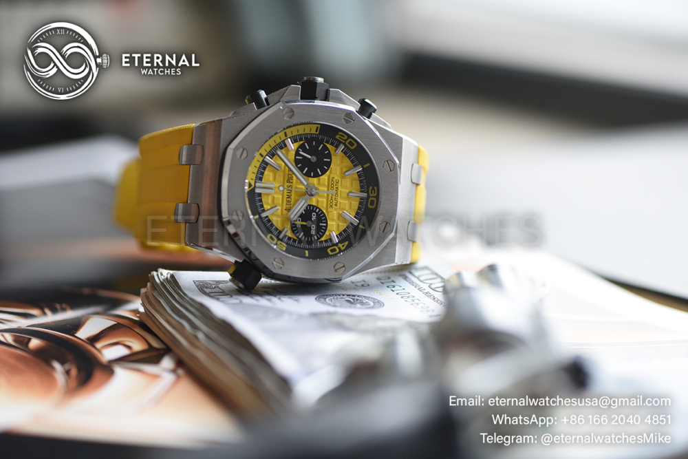 AUDEMARS PIGUET - SUPER CLONE Royal Oak Offshor Diver Chronograph SS/RU Yellow Dial