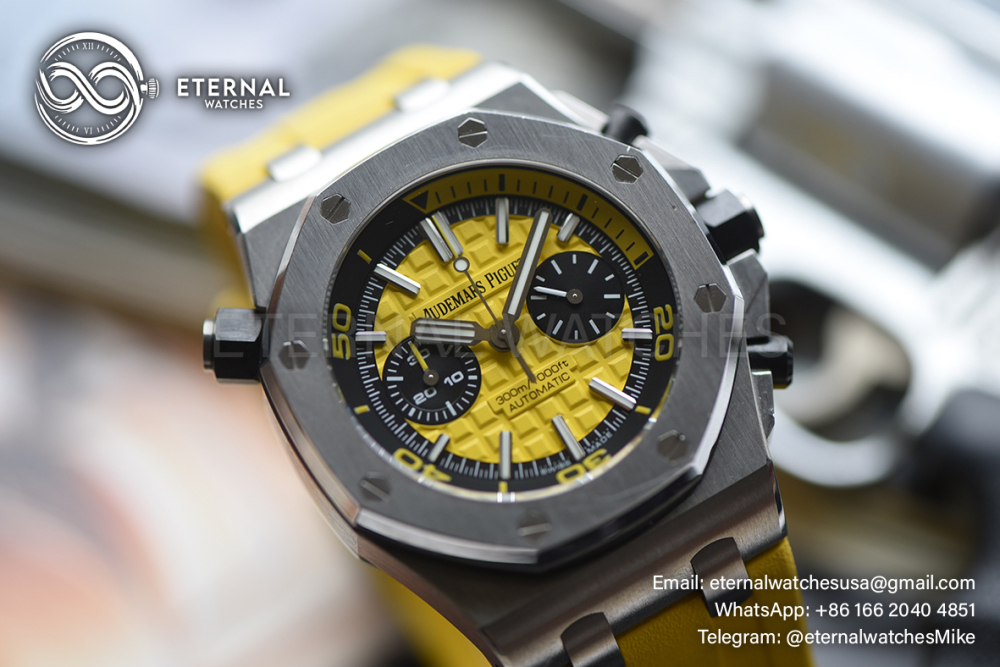 AUDEMARS PIGUET - SUPER CLONE Royal Oak Offshor Diver Chronograph SS/RU Yellow Dial