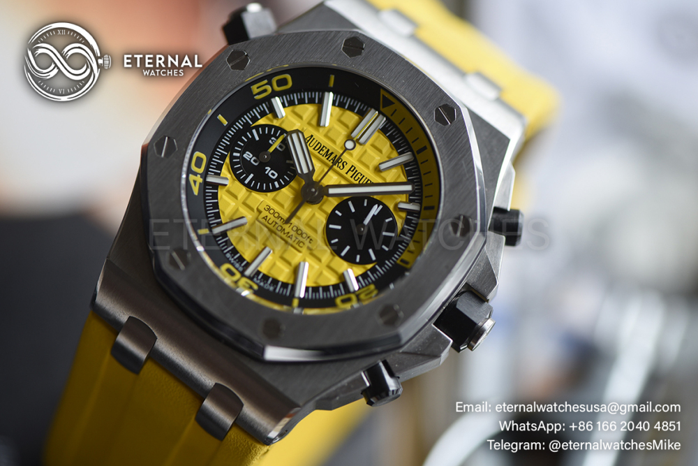 AUDEMARS PIGUET - SUPER CLONE Royal Oak Offshor Diver Chronograph SS/RU Yellow Dial