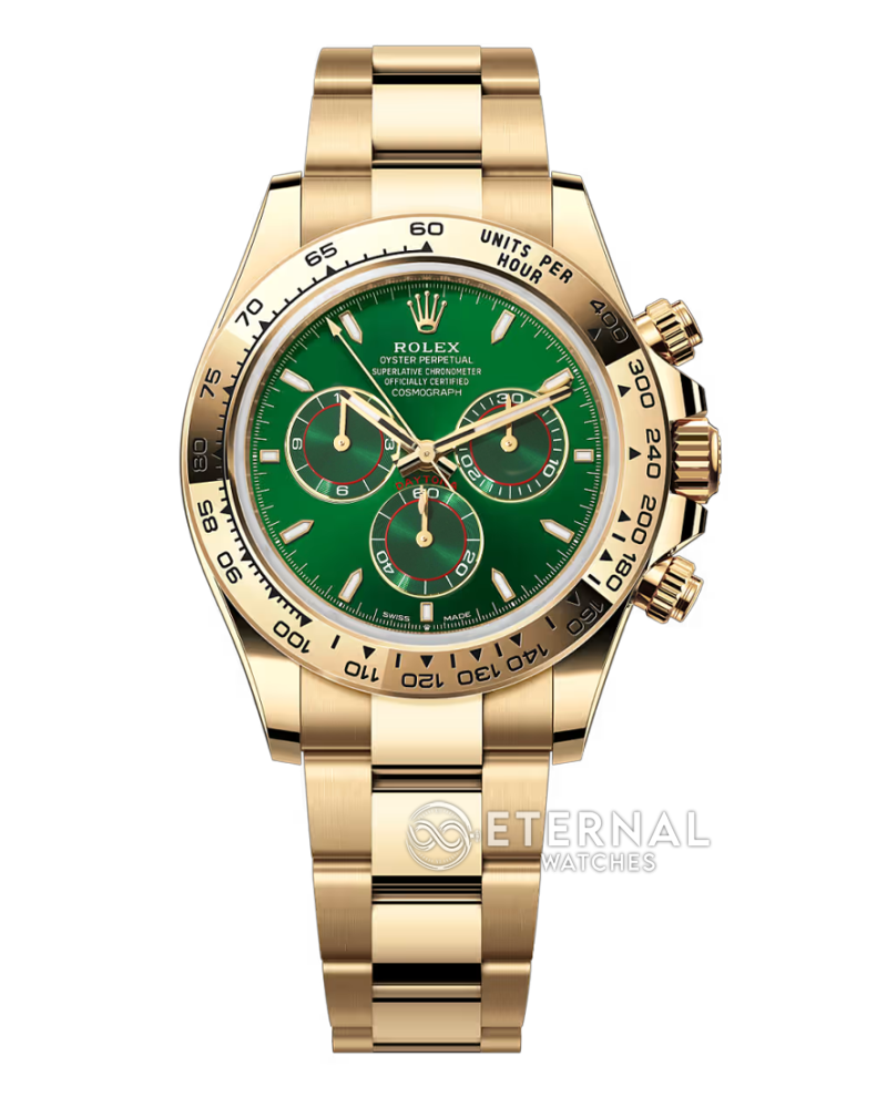 ROLEX - SUPER CLONE Daytona 126508 40mm YG/YG Green/Green/Stk VSF V3 DD4131 (Weight Adjusted)