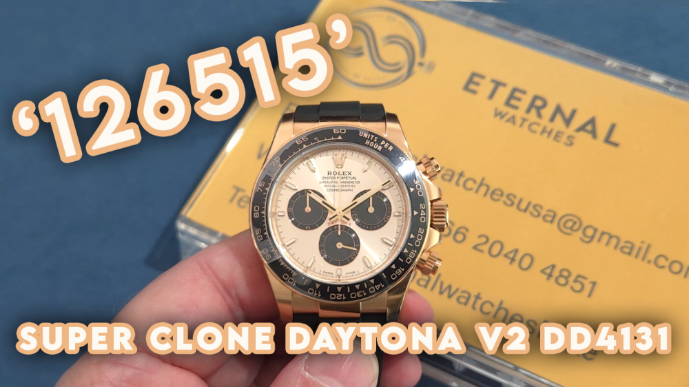 ROLEX - SUPER CLONE Daytona 126515 40mm RG/RU Champagne/Dia VSF V2 DD4131 (Weight Adjusted)