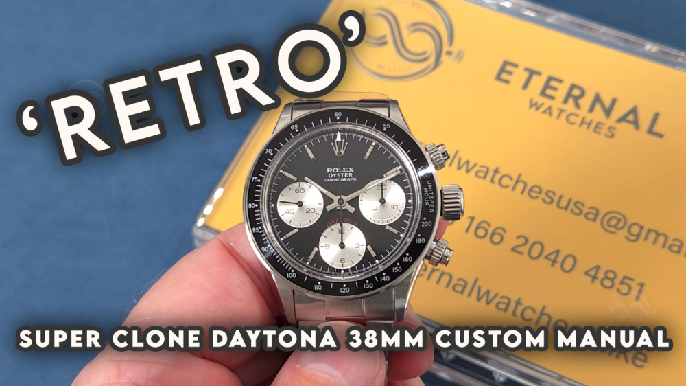 ROLEX - SUPER CLONE Daytona Retro 38mm SS/SS Black Dial Custom Manual