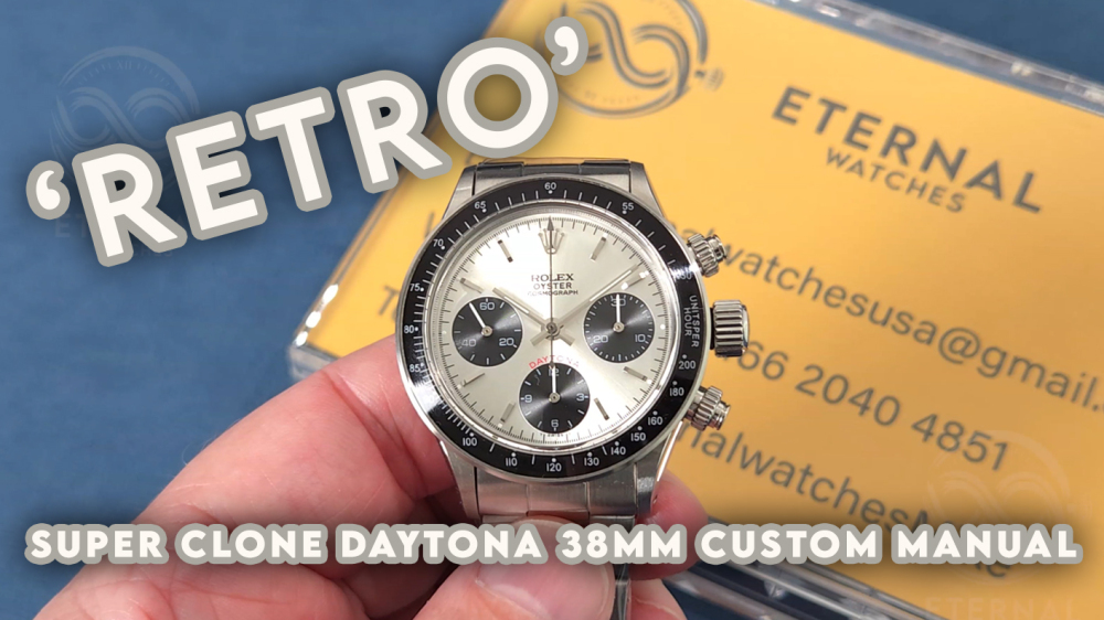 ROLEX - SUPER CLONE Daytona Retro 38mm SS/SS Silver Dial Custom Manual