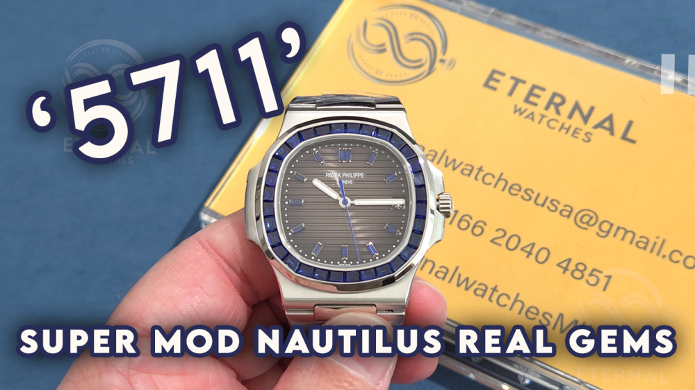 PATEK PHILIPPE - SUPER MOD Nautilus 5711 40mm SS/SS Blue Gems (SW Dial)