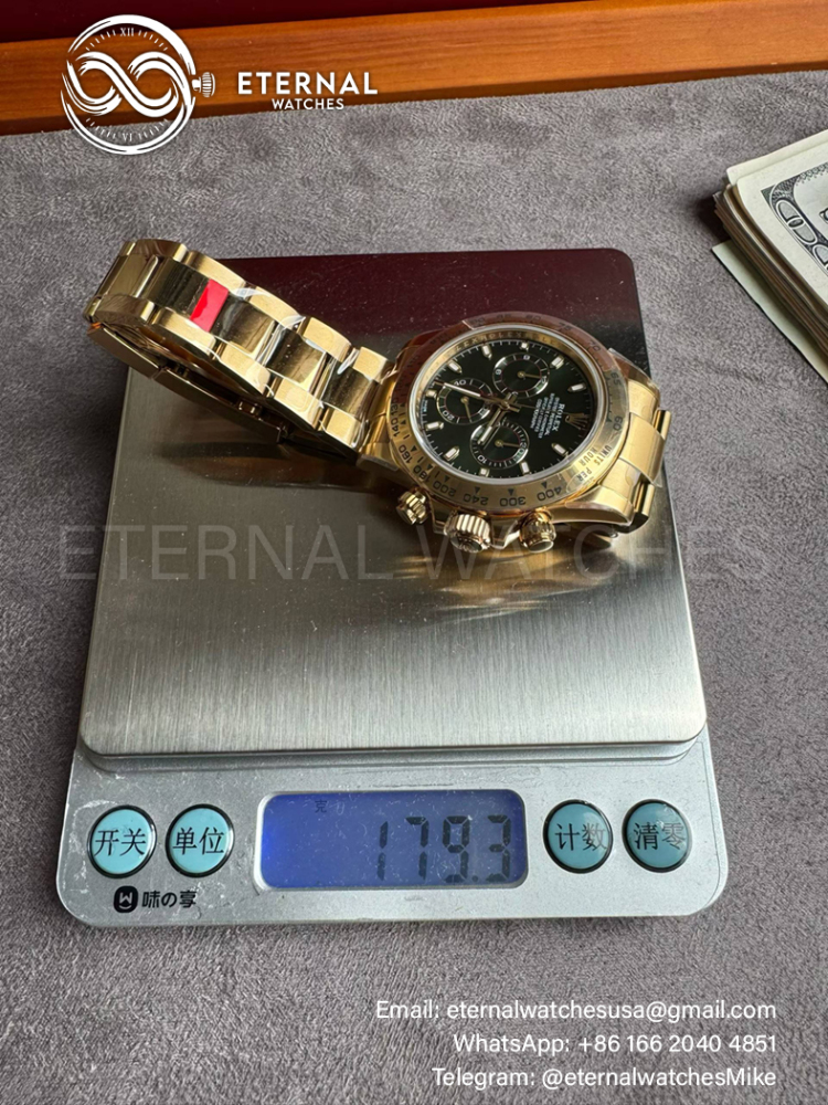 ROLEX - SUPER CLONE Daytona 116508 40mm YG Green Dial V3 4130 (Weight Adjusted)