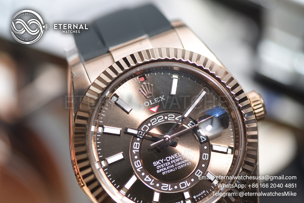ROLEX - SkyDweller 336238 42mm YG/RU Brown Dial ZF A2824 (Weight Adjusted)