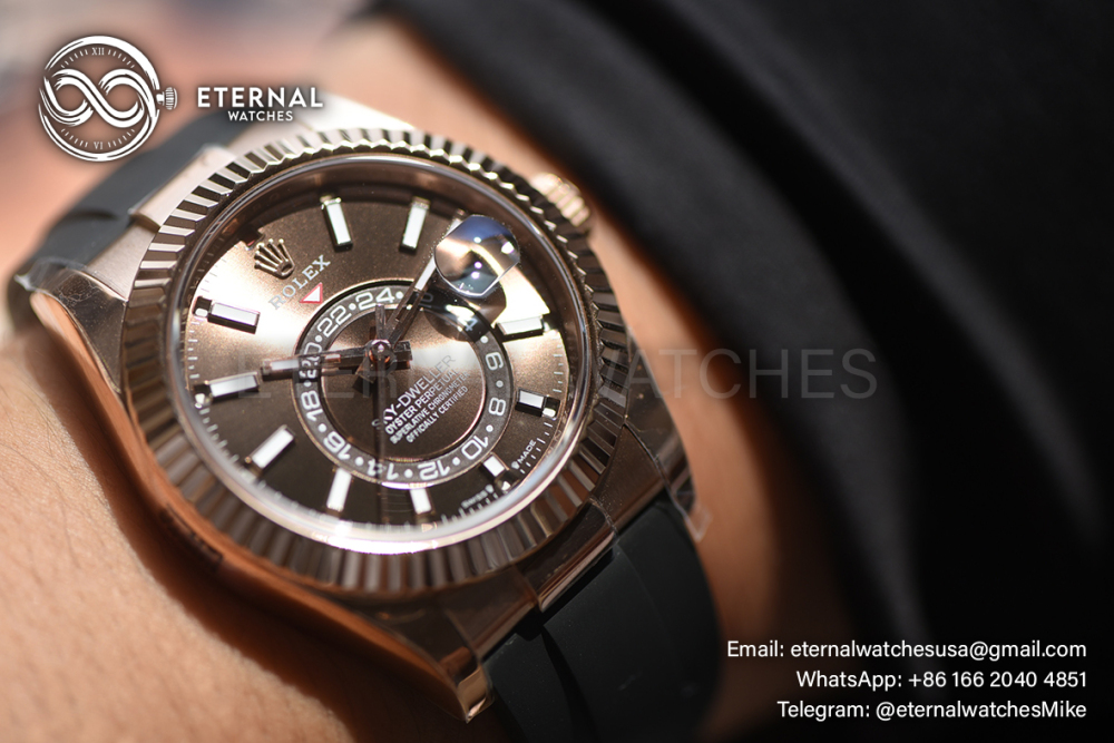 ROLEX - SkyDweller 336238 42mm YG/RU Brown Dial ZF A2824 (Weight Adjusted)