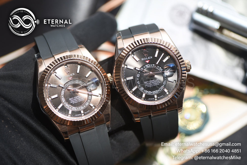 ROLEX - SkyDweller 336238 42mm YG/RU Brown Dial ZF A2824 (Weight Adjusted)