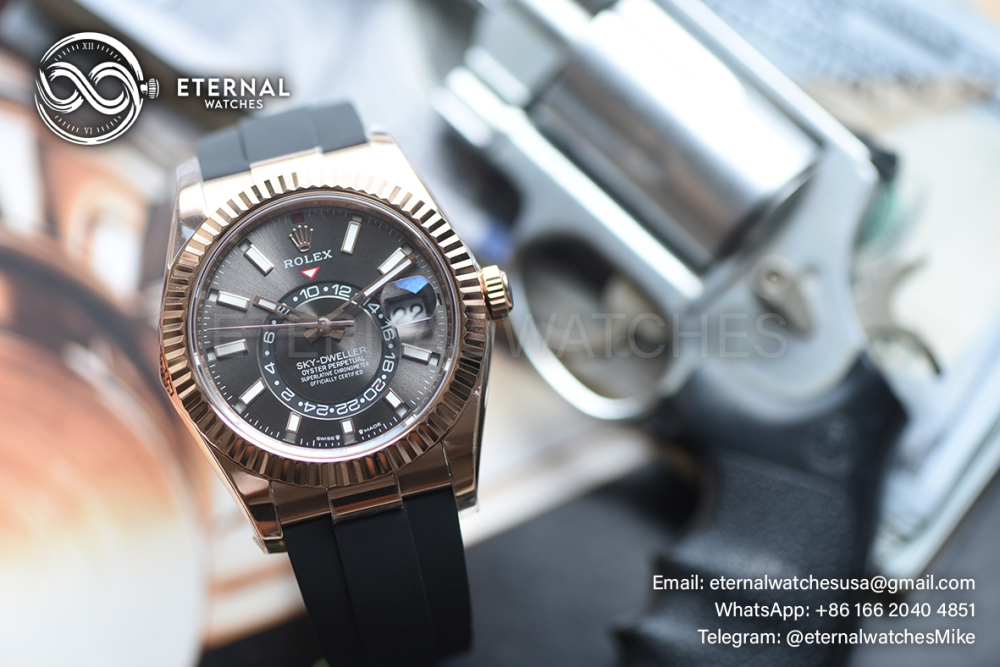 ROLEX - SkyDweller 336238 42mm YG/RU Dark Brown Dial ZF A2824 (Weight Adjusted)