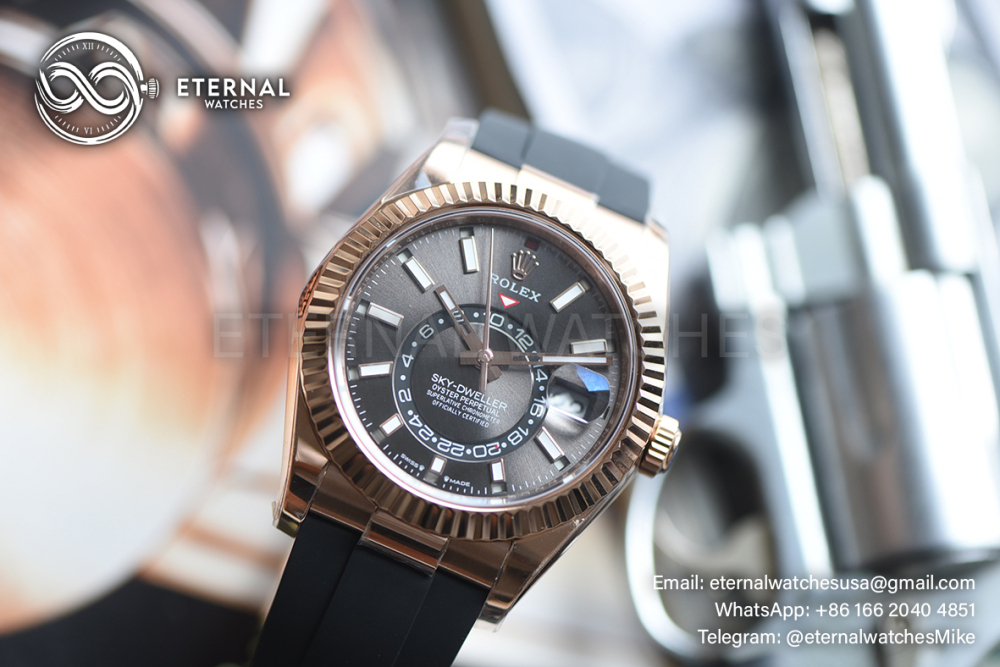 ROLEX - SkyDweller 336238 42mm YG/RU Dark Brown Dial ZF A2824 (Weight Adjusted)
