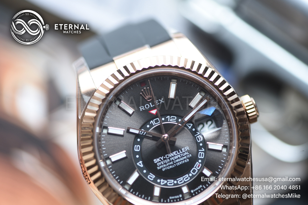 ROLEX - SkyDweller 336238 42mm YG/RU Dark Brown Dial ZF A2824 (Weight Adjusted)