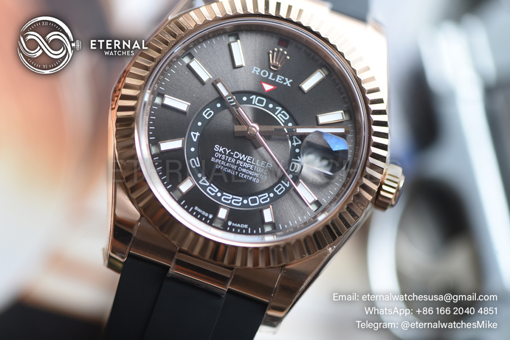ROLEX - SkyDweller 336238 42mm YG/RU Dark Brown Dial ZF A2824 (Weight Adjusted)
