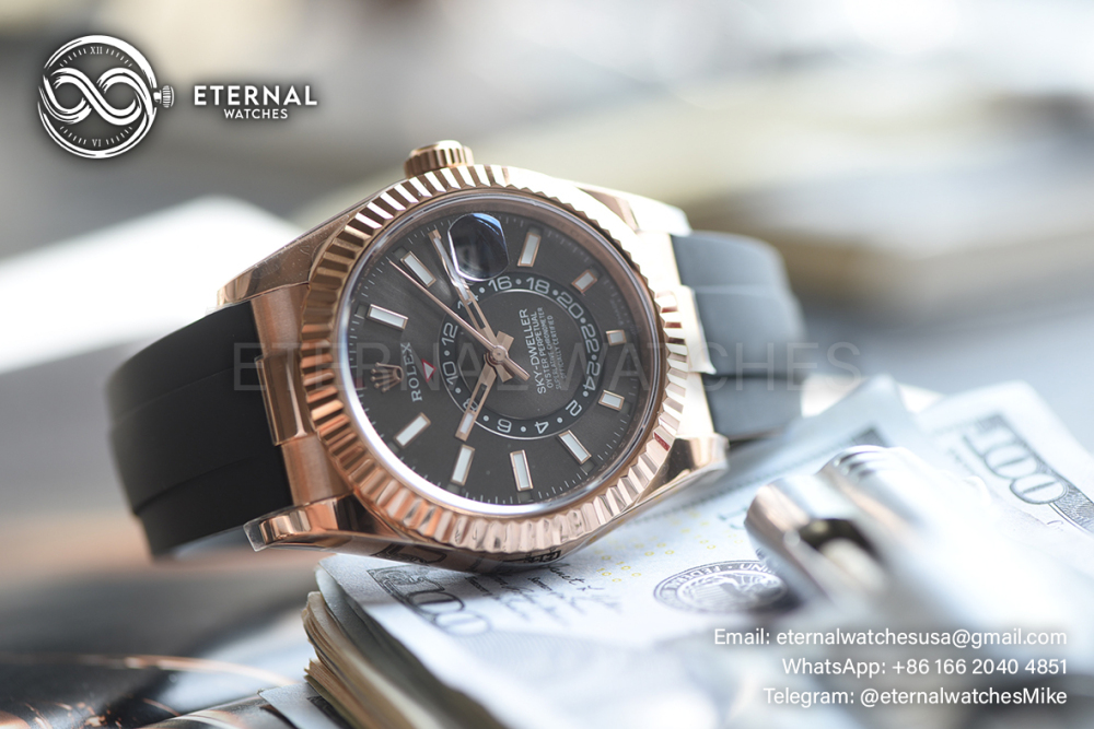 ROLEX - SkyDweller 336238 42mm YG/RU Dark Brown Dial ZF A2824 (Weight Adjusted)