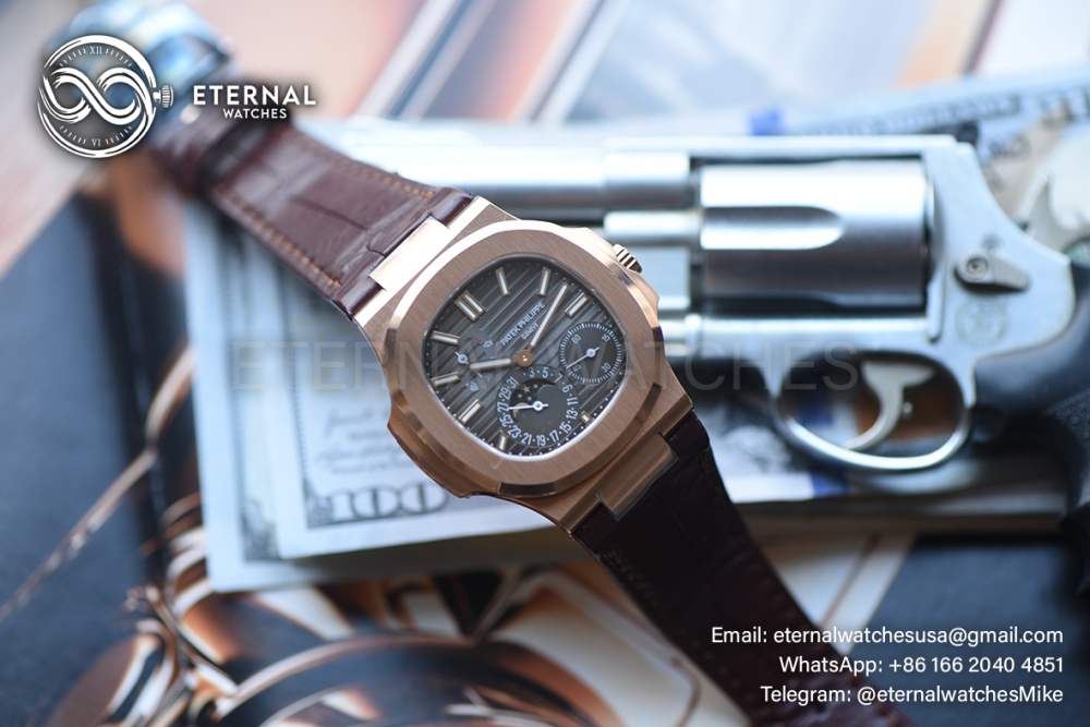 PATEK PHILIPPE - SUPER CLONE Nautilus 40mm 5712 RG/LE Brown/Stk UMI A240 (Weight Adjusted, Gold Wrapped)