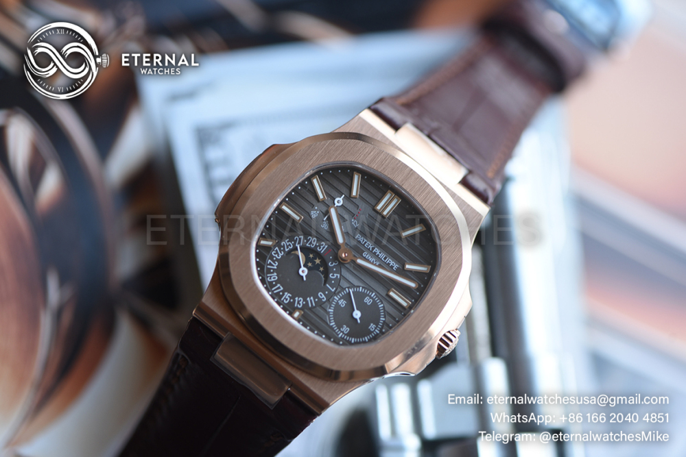 PATEK PHILIPPE - SUPER CLONE Nautilus 40mm 5712 RG/LE Brown/Stk UMI A240 (Weight Adjusted, Gold Wrapped)