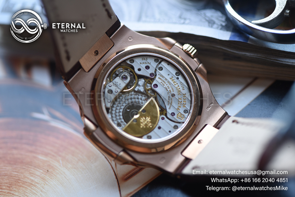 PATEK PHILIPPE - SUPER CLONE Nautilus 40mm 5712 RG/LE Brown/Stk UMI A240 (Weight Adjusted, Gold Wrapped)